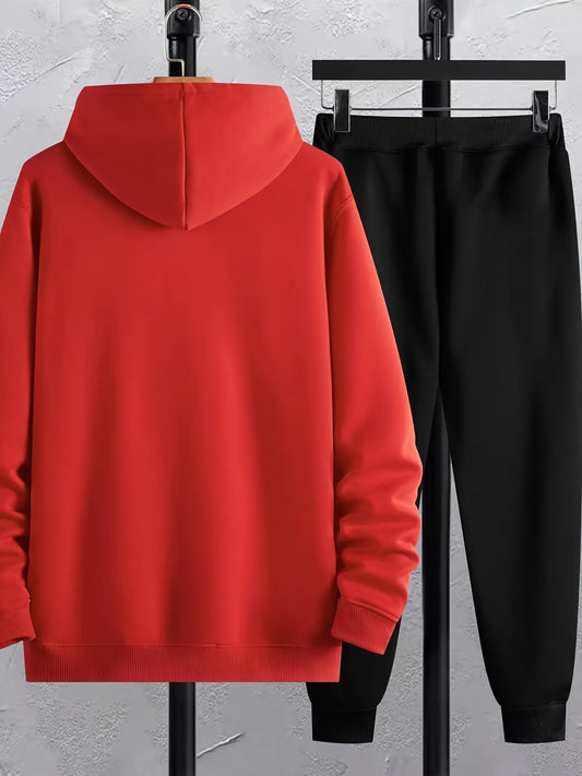 Mens Hoodie and Pants Set by Tee Tall - MHPSTT5 - Red Black