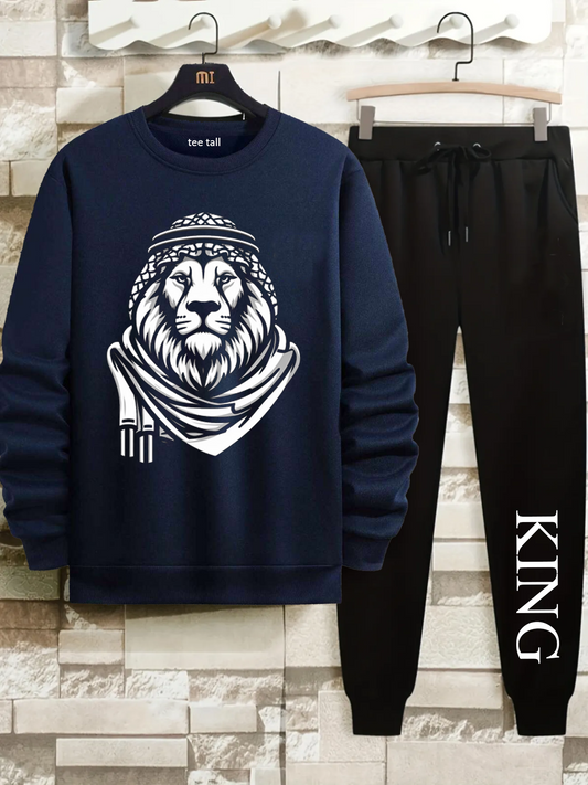 Mens Sweatshirt and Pants Set by Tee Tall - MSPSTT36 - Navy Blue Black