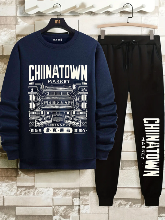 Mens Sweatshirt and Pants Set by Tee Tall - MSPSTT38 - Navy Blue Black