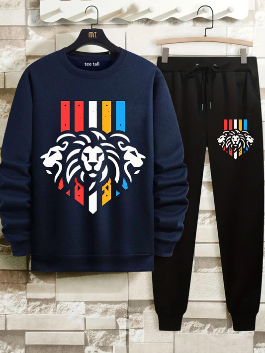 Mens Sweatshirt and Pants Set by Tee Tall - MSPSTT39 - Navy Blue Black